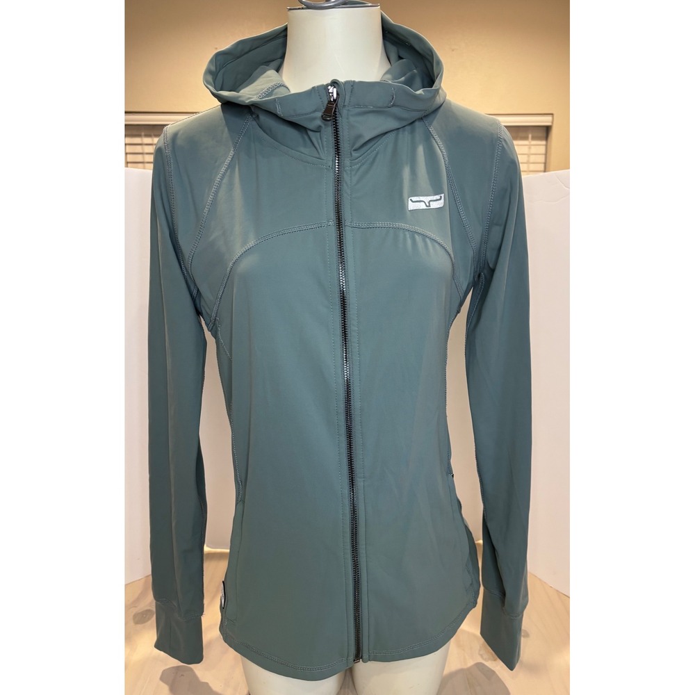 Kimes Ranch Performance Hoodie Jacket Sage Green Western Athletic Zip Up Large